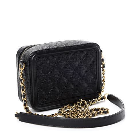 chanel caviar quilted filigree vanity clutch with chain black|CHANEL Caviar Quilted Small CC Filigree Vanity Case Black .